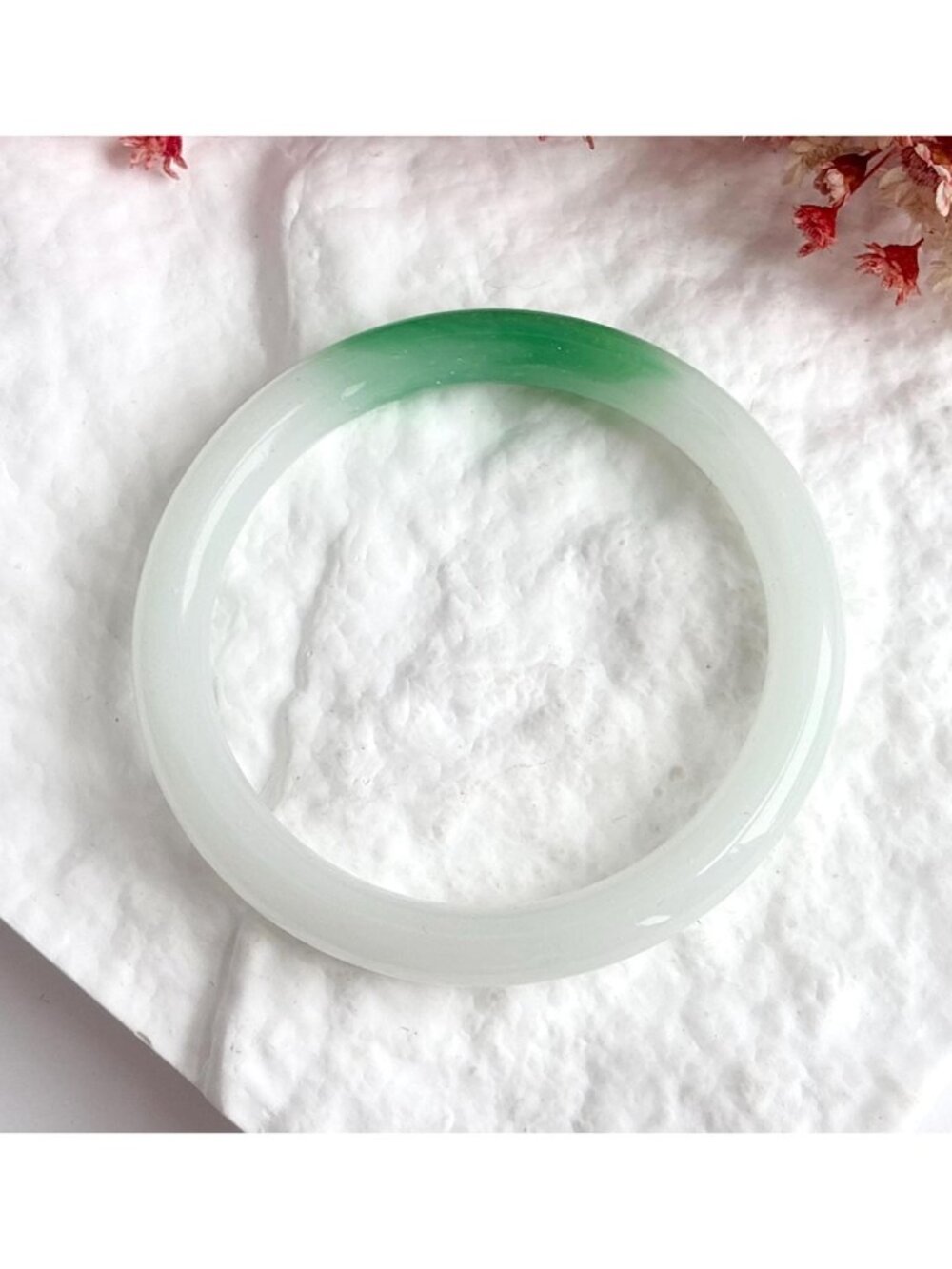 Ice Green Jadeite Minimalist Stone Vintage Good Luck Peking Bangle Bracelet